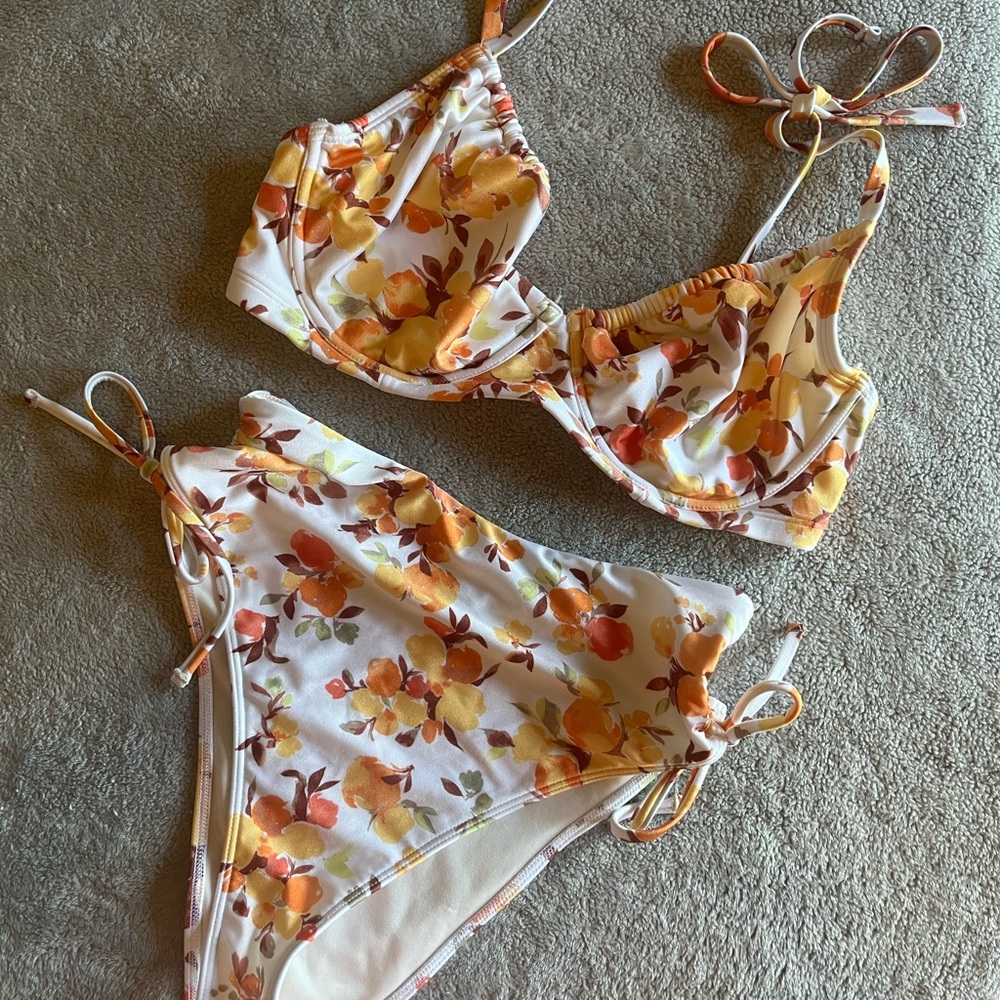 Abercrombie & Fitch Floral Bikini with Orange and Yellow